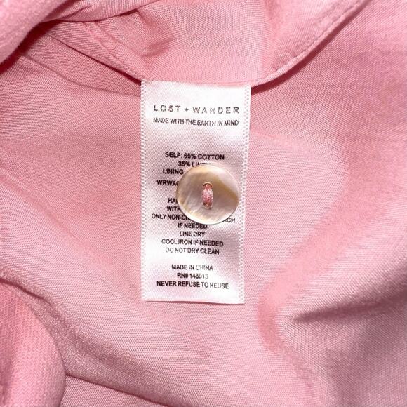 Lost + Wander Anthropologie Majorca Linen Blend Pink Short Sleeve Romper SMALL - Picture 6 of 10